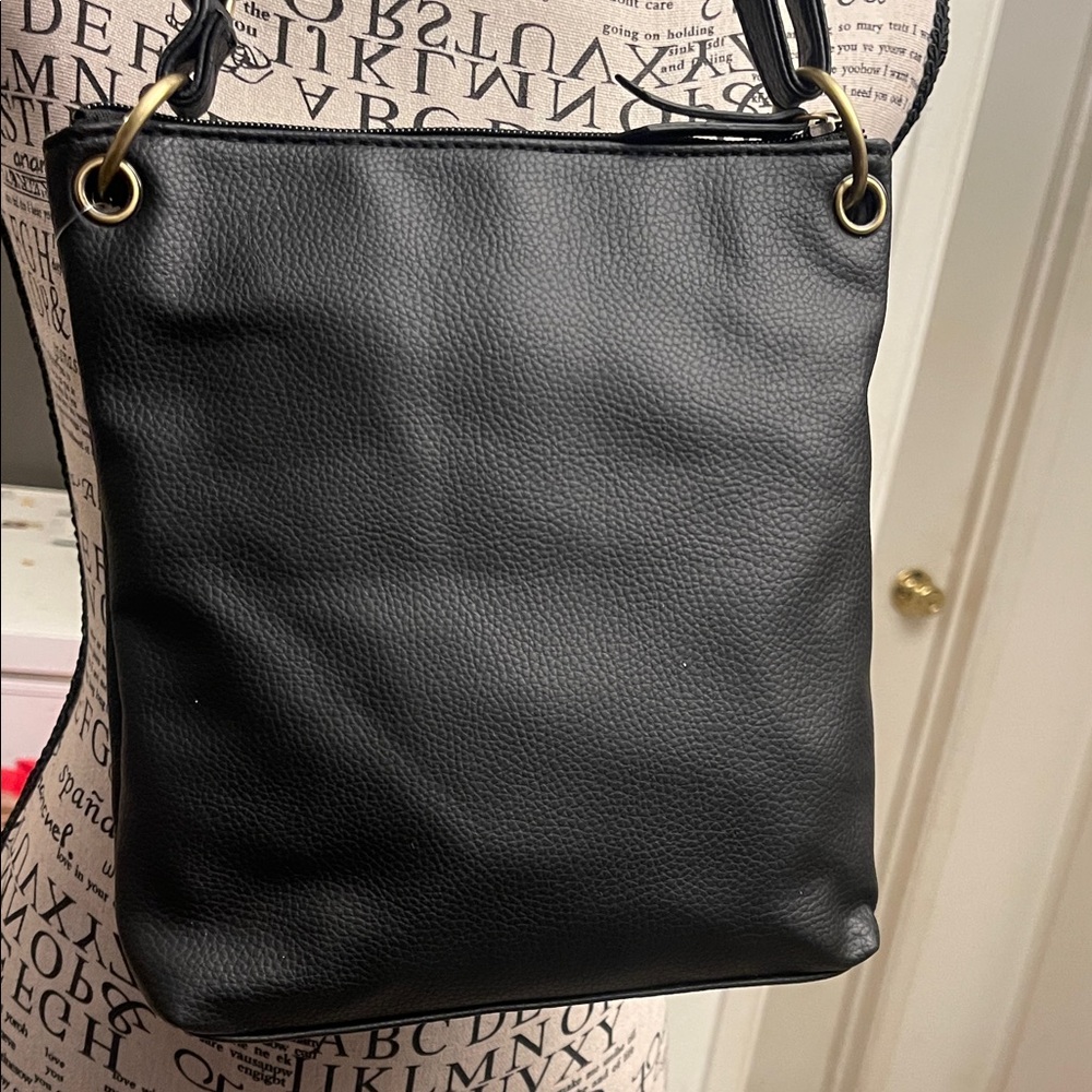 Time and Tru Black Crossbody Bag with Gold Zippers - Picture 3 of 3